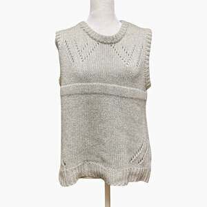 Six Crisp Days Gray Knit Sweater Vest Angora Blend Crewneck Ribbed Womens M/L